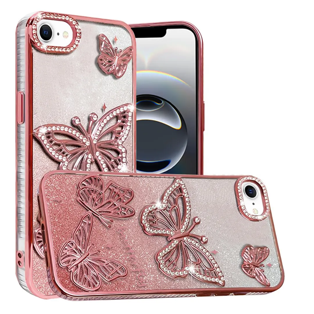 iPhone 16E Butterfly Freedom TPU Case Rose Gold